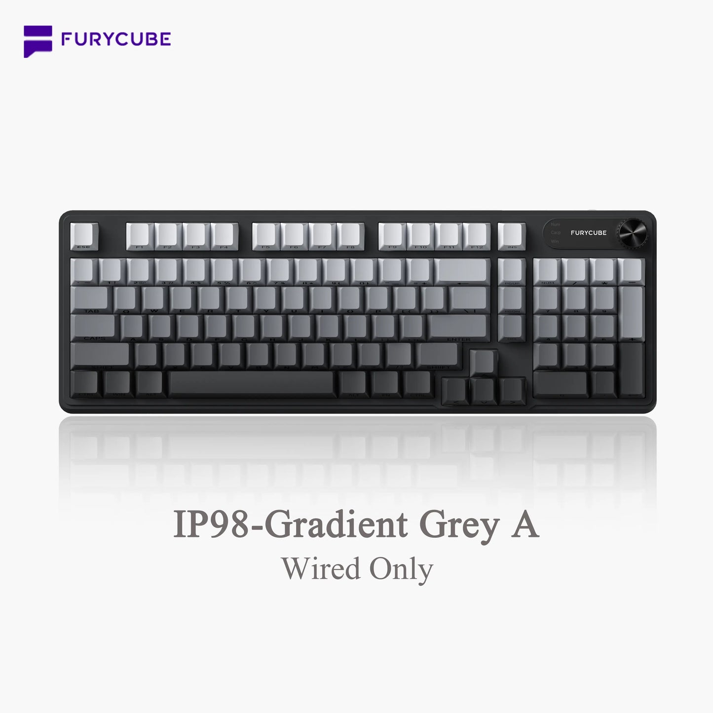 【NEW】FURYCUBE IP98 Foudation Office Keyboard, 98 Keys with Knob Wired/Wireless Cute Classic Keyboard with Number Pad, Custom Mechanical Feel Keyboard, RGB Backlit Work/Office/Gaming Silent Keyboard, Quiet Typing, Mothersdaygift Tiktokshopspringglowup