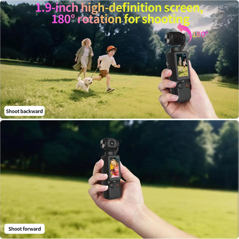 Portable Ultra HD Video Recorder with 180° Rotating Lens, Handheld Stabilizer Pocket Camera, Full Body Camera for Vlogging, Travel & Daily Life Recording, USB Rechargeable, Vlogging Camera, Modern Gadget, Durable Construction, Camcorder