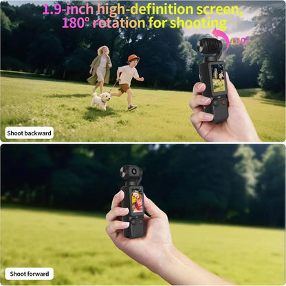 Portable Ultra HD Video Recorder with 180° Rotating Lens, Handheld Stabilizer Pocket Camera, Full Body Camera for Vlogging, Travel & Daily Life Recording, USB Rechargeable, Vlogging Camera, Modern Gadget, Durable Construction, Camcorder