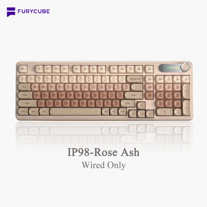 【NEW】FURYCUBE IP98 Foudation Office Keyboard, 98 Keys with Knob Wired/Wireless Cute Classic Keyboard with Number Pad, Custom Mechanical Feel Keyboard, RGB Backlit Work/Office/Gaming Silent Keyboard, Quiet Typing, Mothersdaygift Tiktokshopspringglowup