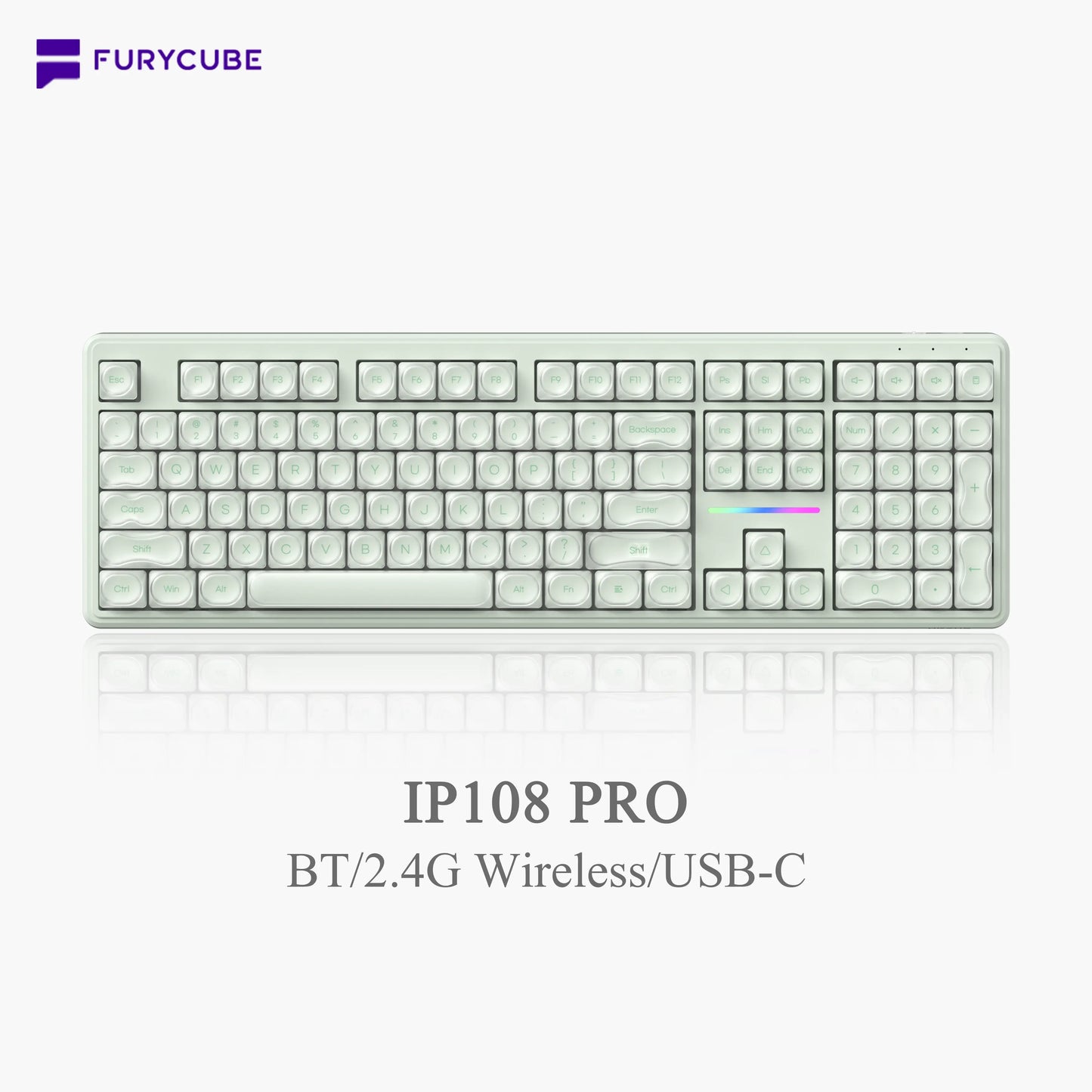 【NEW】FURYCUBE IP98 Foudation Office Keyboard, 98 Keys with Knob Wired/Wireless Cute Classic Keyboard with Number Pad, Custom Mechanical Feel Keyboard, RGB Backlit Work/Office/Gaming Silent Keyboard, Quiet Typing, Mothersdaygift Tiktokshopspringglowup
