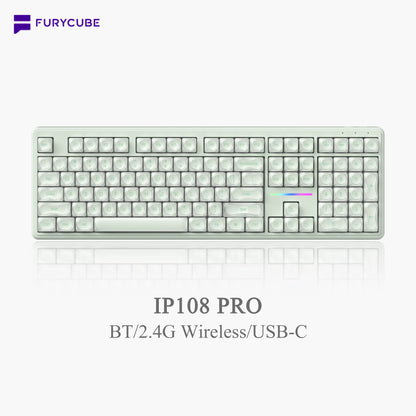 【NEW】FURYCUBE IP98 Foudation Office Keyboard, 98 Keys with Knob Wired/Wireless Cute Classic Keyboard with Number Pad, Custom Mechanical Feel Keyboard, RGB Backlit Work/Office/Gaming Silent Keyboard, Quiet Typing, Mothersdaygift Tiktokshopspringglowup