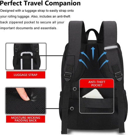 Professional Anti-Theft Deep Storage Laptop Backpack - Water Resistant College Bookbag for 15 Inch Laptops in Black