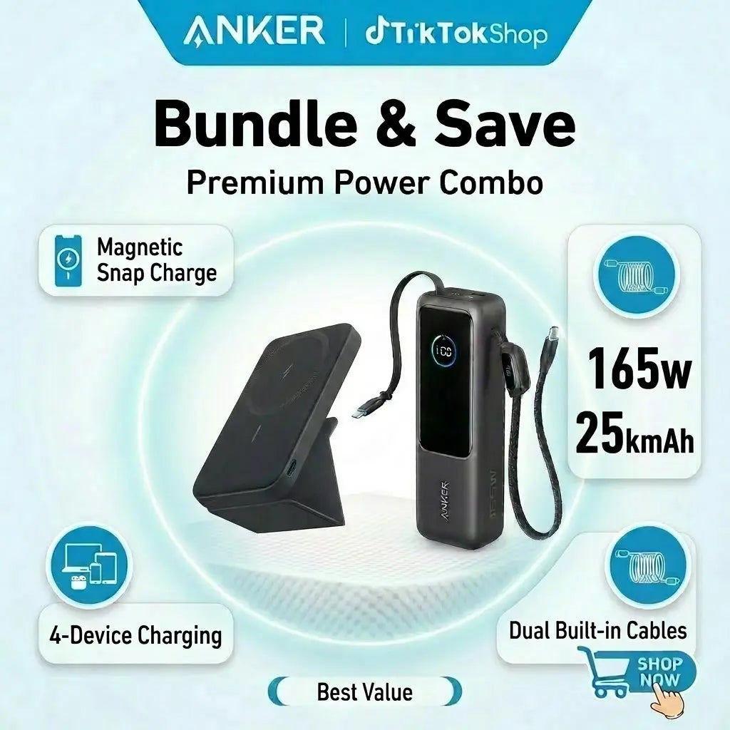 #Summervibes Anker 25,000Mah 165W Laptop Power Bank with Built-In and Retractable Cables and Anker Magnetic Power Bank with 5,000Mah Capacity Summervibes