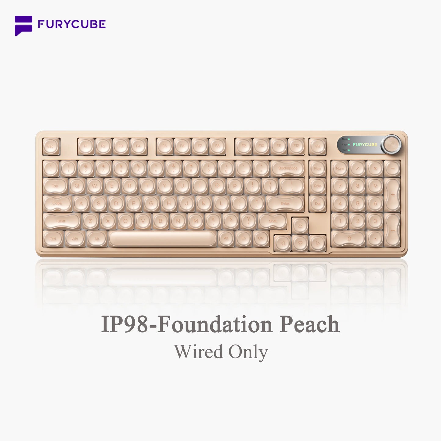 【NEW】FURYCUBE IP98 Foudation Office Keyboard, 98 Keys with Knob Wired/Wireless Cute Classic Keyboard with Number Pad, Custom Mechanical Feel Keyboard, RGB Backlit Work/Office/Gaming Silent Keyboard, Quiet Typing, Mothersdaygift Tiktokshopspringglowup