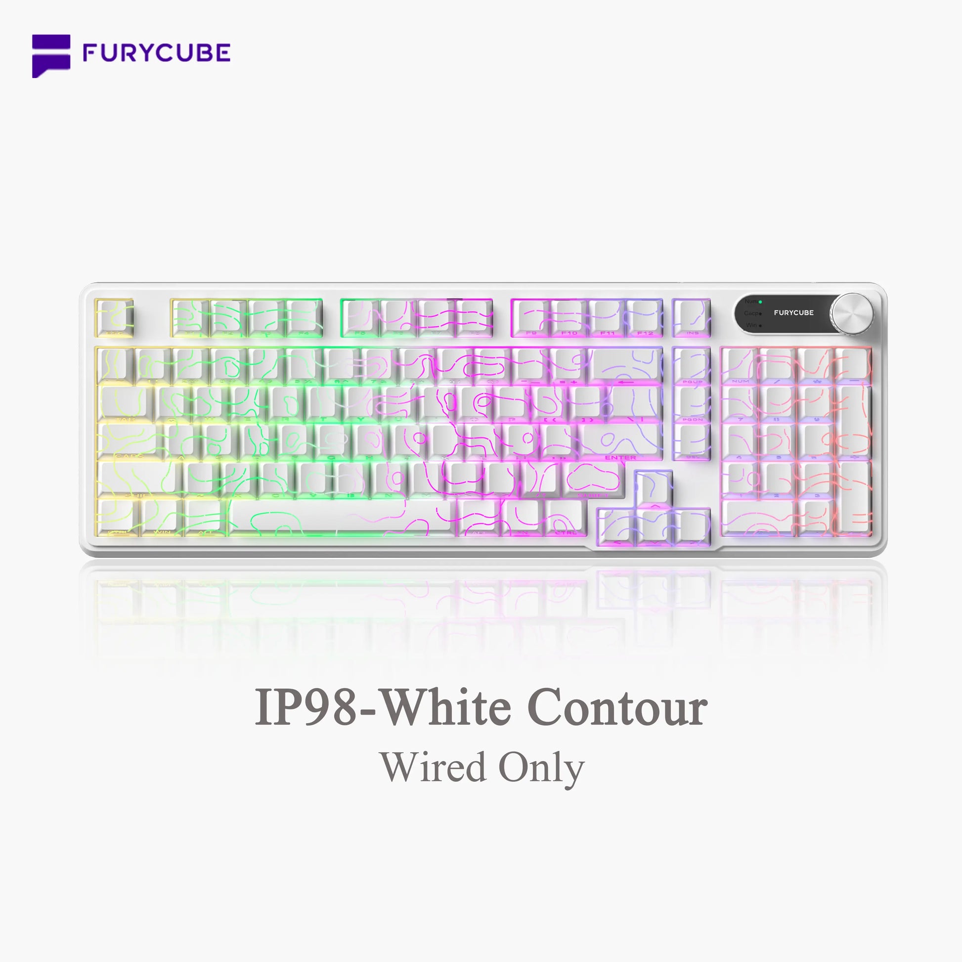 【NEW】FURYCUBE IP98 Foudation Office Keyboard, 98 Keys with Knob Wired/Wireless Cute Classic Keyboard with Number Pad, Custom Mechanical Feel Keyboard, RGB Backlit Work/Office/Gaming Silent Keyboard, Quiet Typing, Mothersdaygift Tiktokshopspringglowup