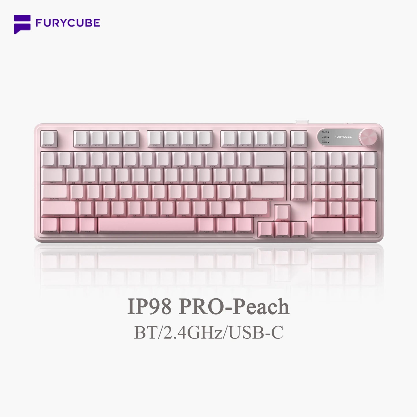 【NEW】FURYCUBE IP98 Foudation Office Keyboard, 98 Keys with Knob Wired/Wireless Cute Classic Keyboard with Number Pad, Custom Mechanical Feel Keyboard, RGB Backlit Work/Office/Gaming Silent Keyboard, Quiet Typing, Mothersdaygift Tiktokshopspringglowup