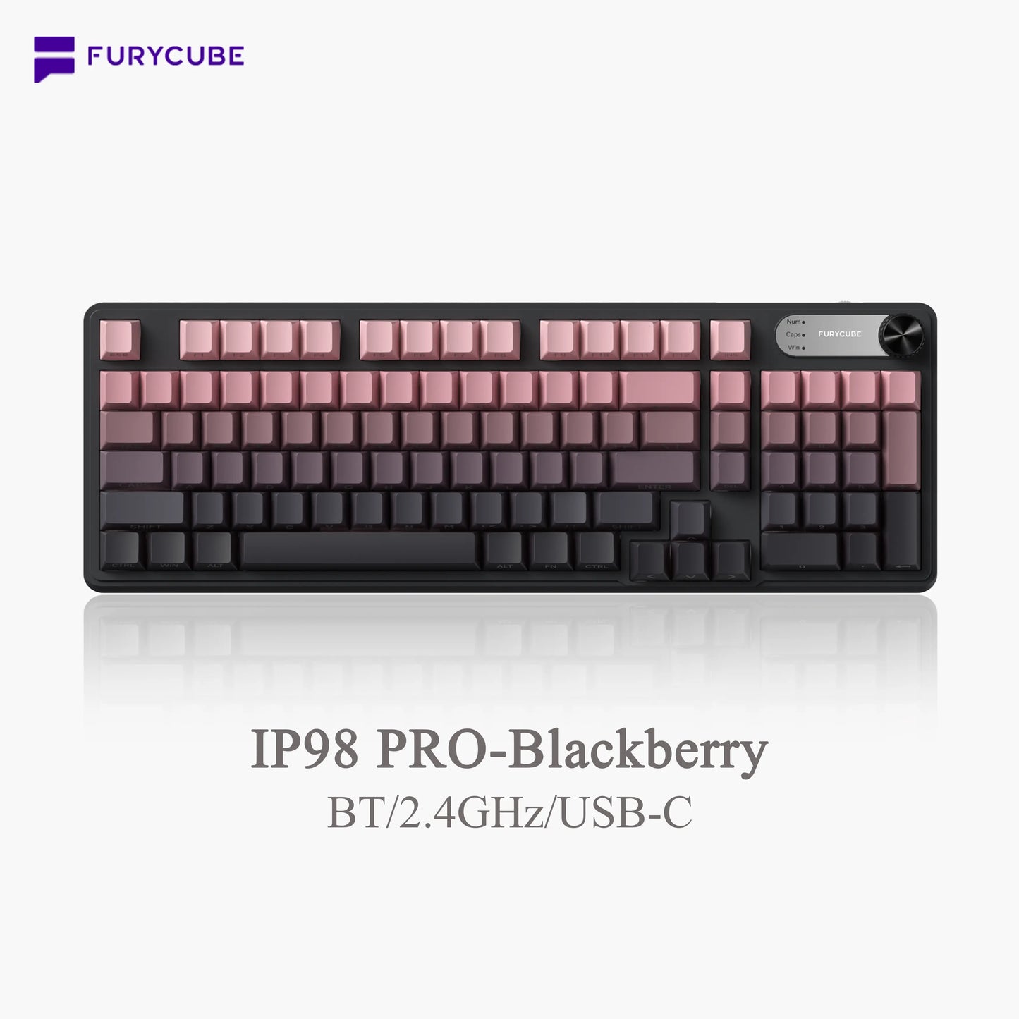【NEW】FURYCUBE IP98 Foudation Office Keyboard, 98 Keys with Knob Wired/Wireless Cute Classic Keyboard with Number Pad, Custom Mechanical Feel Keyboard, RGB Backlit Work/Office/Gaming Silent Keyboard, Quiet Typing, Mothersdaygift Tiktokshopspringglowup
