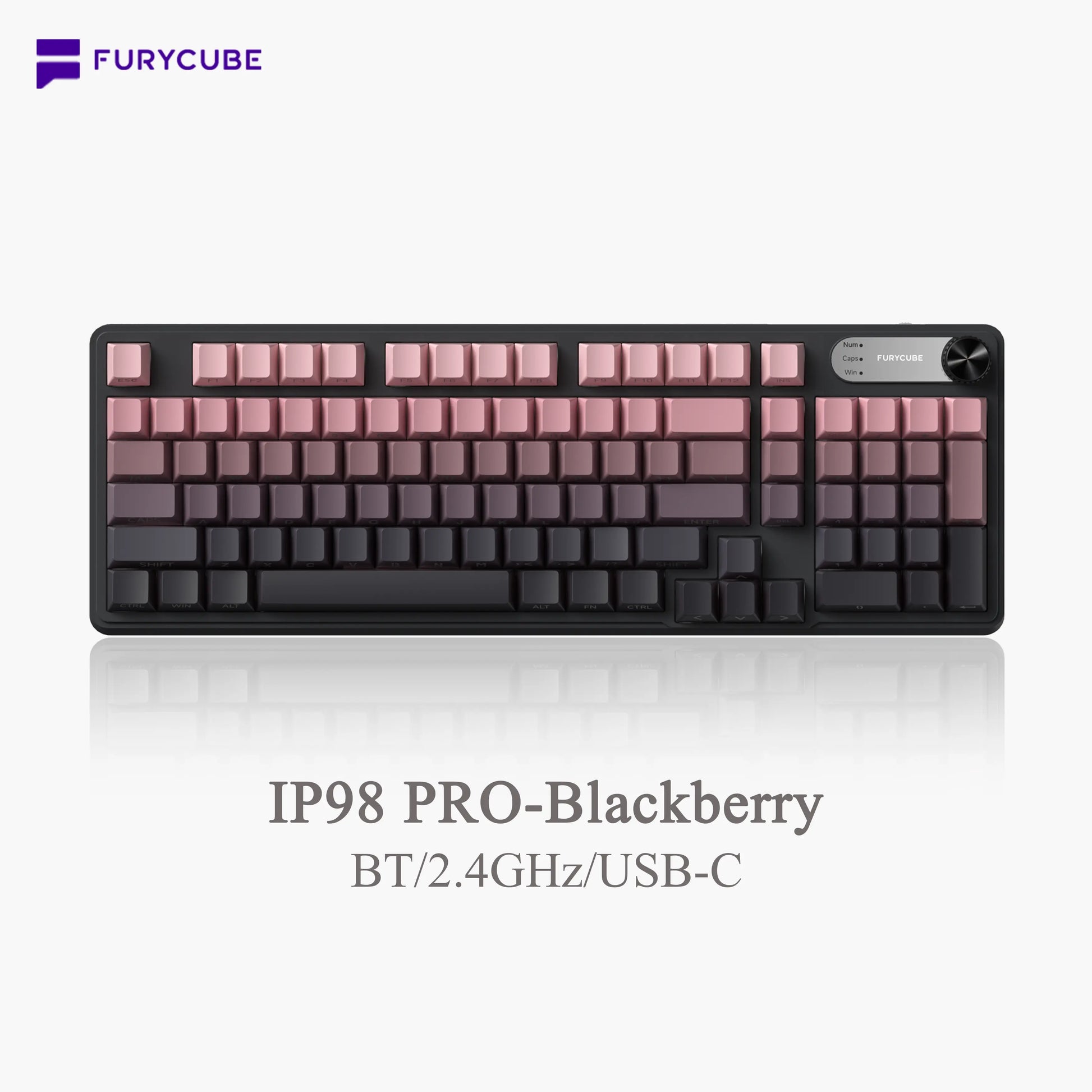 【NEW】FURYCUBE IP98 Foudation Office Keyboard, 98 Keys with Knob Wired/Wireless Cute Classic Keyboard with Number Pad, Custom Mechanical Feel Keyboard, RGB Backlit Work/Office/Gaming Silent Keyboard, Quiet Typing, Mothersdaygift Tiktokshopspringglowup