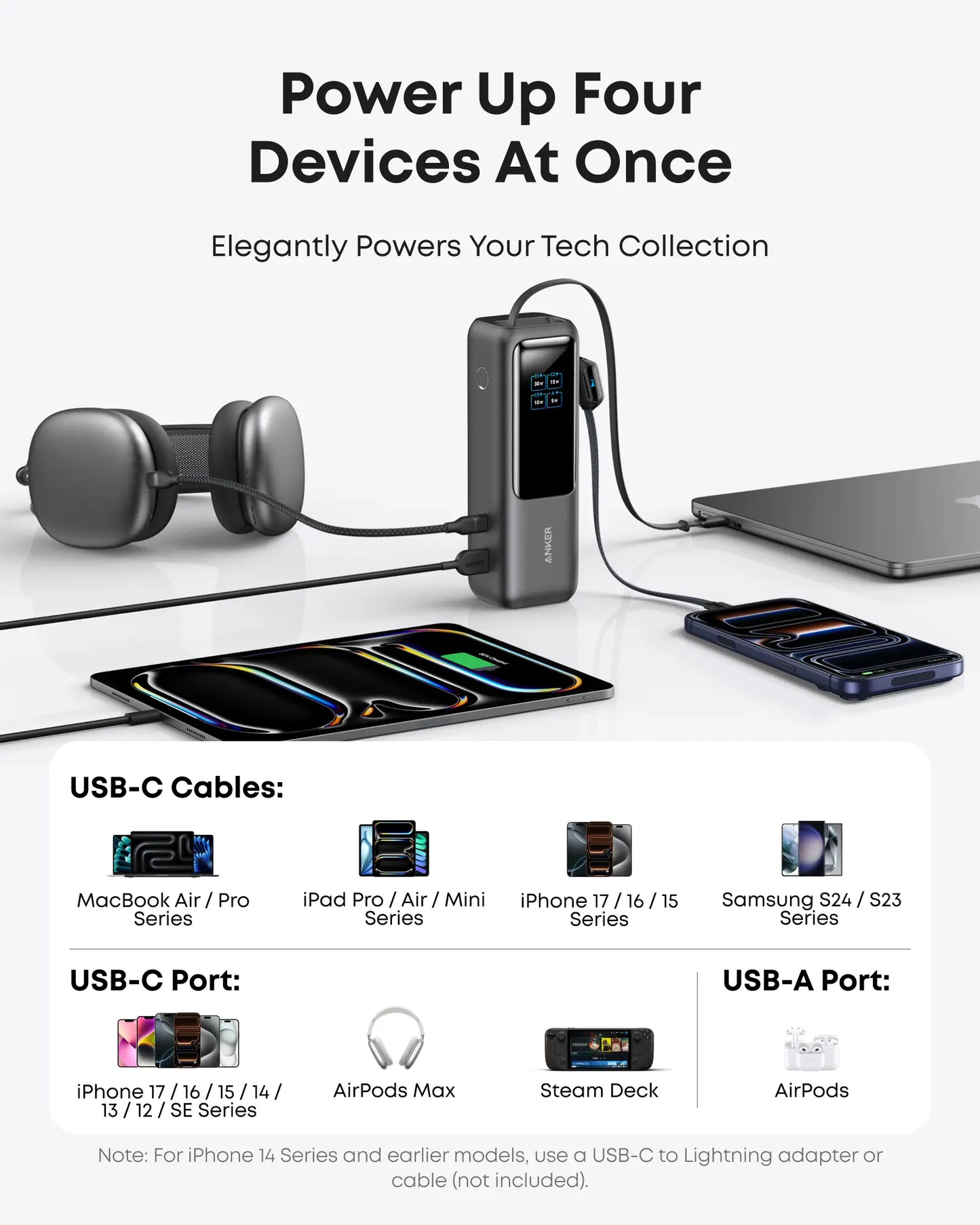#Summervibes Anker 25,000Mah 165W Laptop Power Bank with Built-In and Retractable Cables and Anker Magnetic Power Bank with 5,000Mah Capacity Summervibes