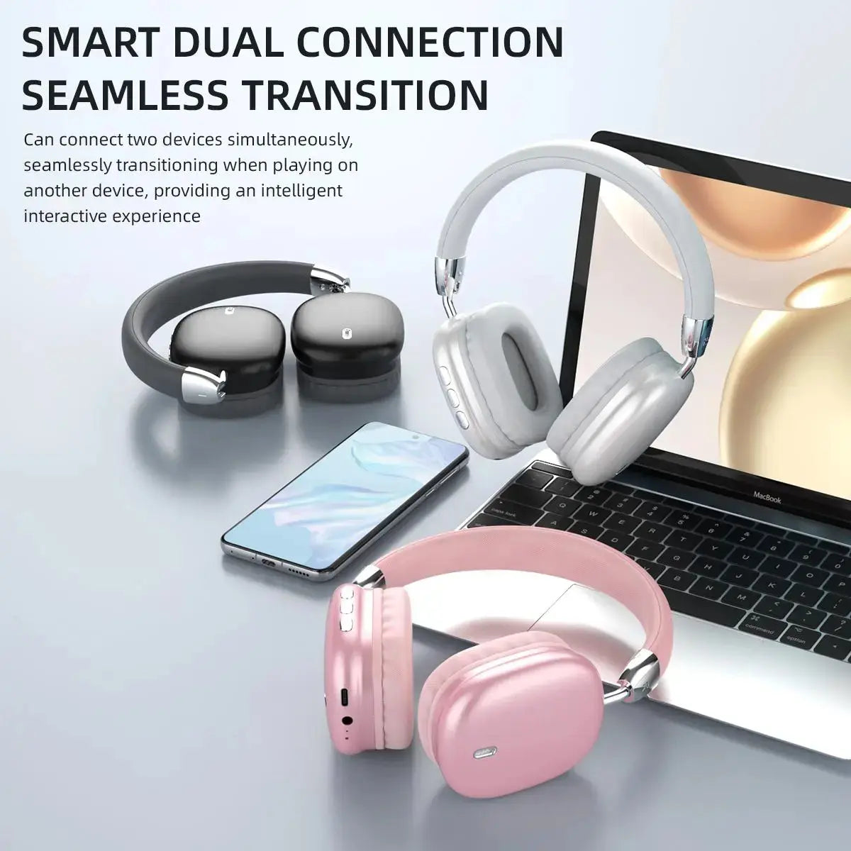 Kleoa Ulop Wireless over Ear Headphones - Noise Cancelling with Microphone, Pink Earpads, HD Stereo Earphones for Gaming, Audios, Gaming Stuff Ideal for Daily Use, 2026 Mother'S Day Gift, Spring Glowup Summer Vibes,Summervibes