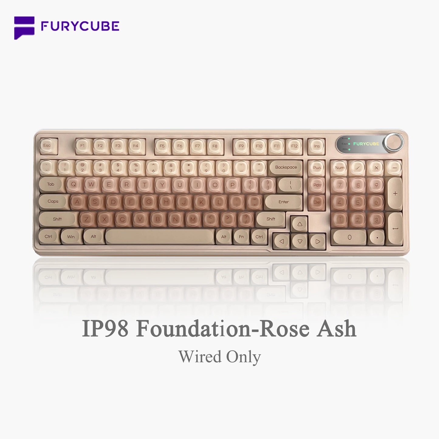【NEW】FURYCUBE IP98 Foudation Office Keyboard, 98 Keys with Knob Wired/Wireless Cute Classic Keyboard with Number Pad, Custom Mechanical Feel Keyboard, RGB Backlit Work/Office/Gaming Silent Keyboard, Quiet Typing, Mothersdaygift Tiktokshopspringglowup