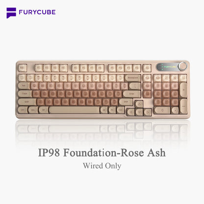 【NEW】FURYCUBE IP98 Foudation Office Keyboard, 98 Keys with Knob Wired/Wireless Cute Classic Keyboard with Number Pad, Custom Mechanical Feel Keyboard, RGB Backlit Work/Office/Gaming Silent Keyboard, Quiet Typing, Mothersdaygift Tiktokshopspringglowup