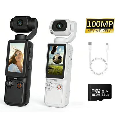 Portable Ultra HD Video Recorder with 180° Rotating Lens, Handheld Stabilizer Pocket Camera, Full Body Camera for Vlogging, Travel & Daily Life Recording, USB Rechargeable, Vlogging Camera, Modern Gadget, Durable Construction, Camcorder