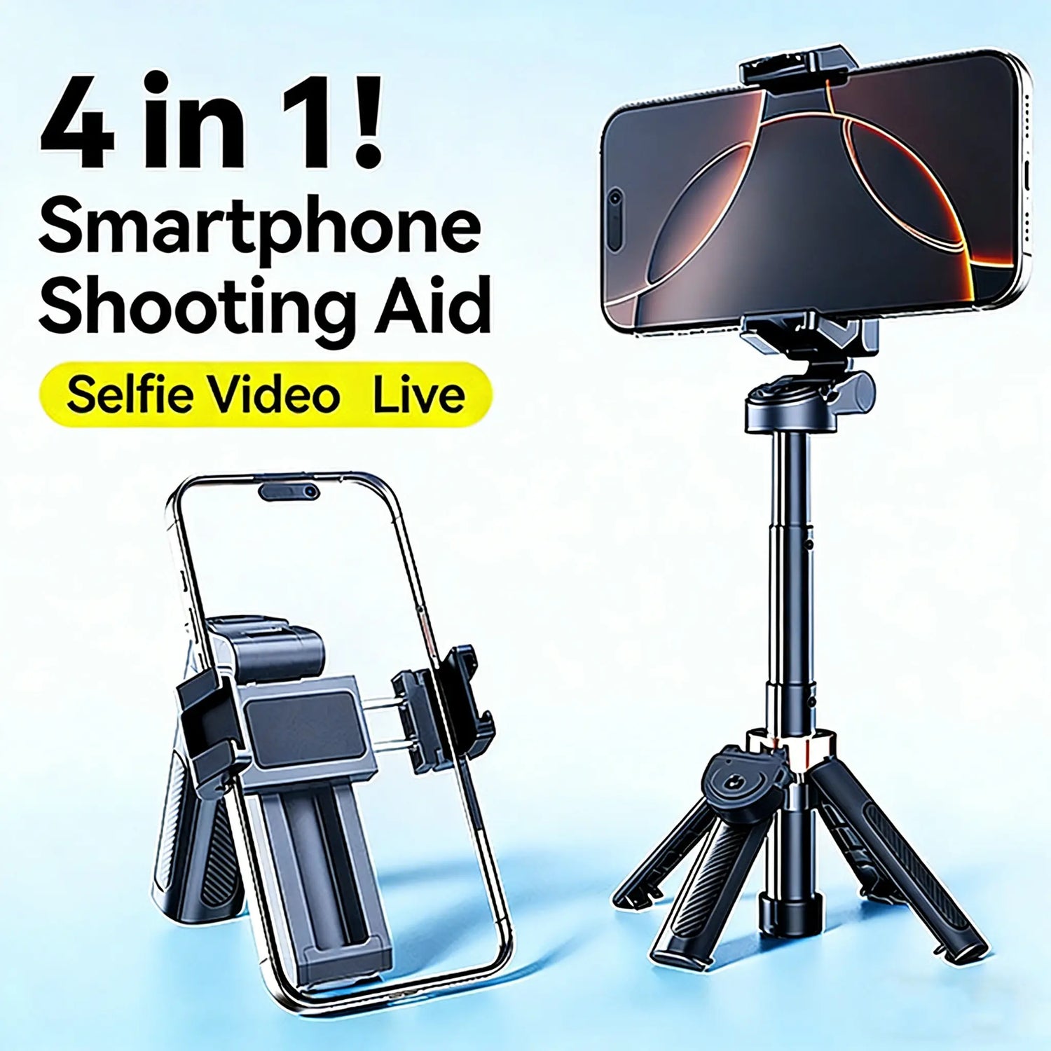 2026New 4-In-1 Mini Adjustable Tripod with 360 Rotation. It Features Wireless Bluetooth Shutter Control and a Clip-On Phone Holder. Suitable for Selfie , Video Grabar . Compatible with Most Smartphones , with a Maximum Extension of 15.7In Tiktokshopspring