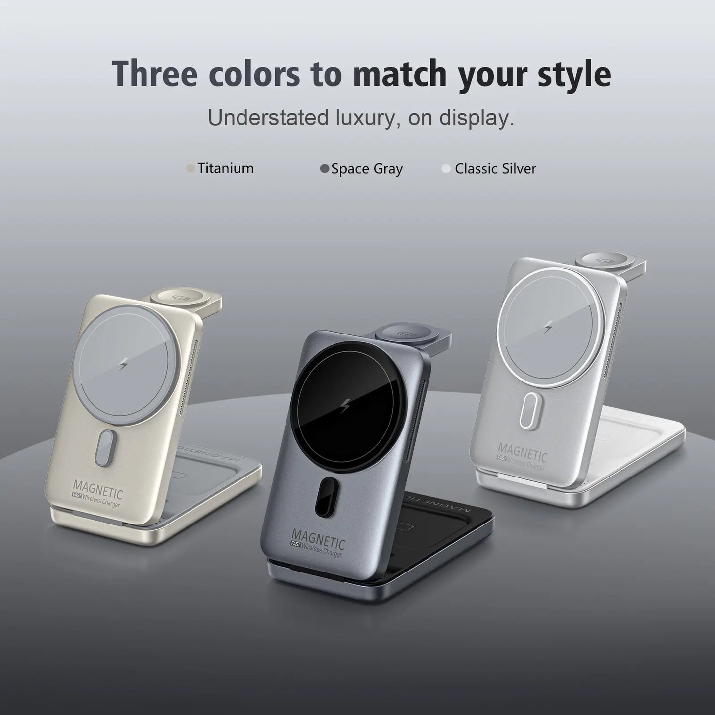 Wireless Charging Station 3 in 1 Folding Fast Magnetic Wireless Charger for Apple Devices Compatible with Iphone 16 15 14 13 12 Series, for Airpods 4/3/2/Pro, for Iwatch 3-10 SE Ultra