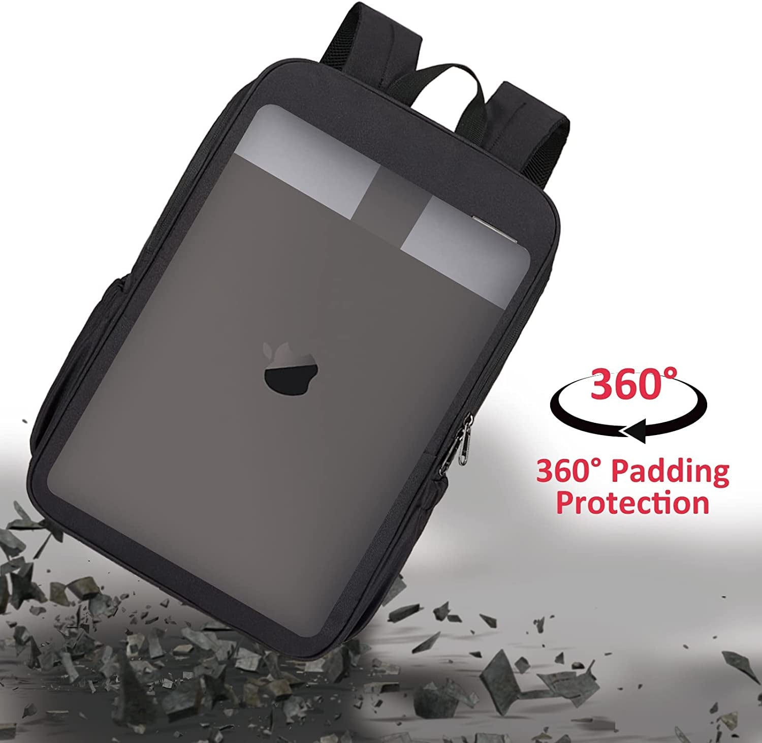 Professional Anti-Theft Deep Storage Laptop Backpack - Water Resistant College Bookbag for 15 Inch Laptops in Black