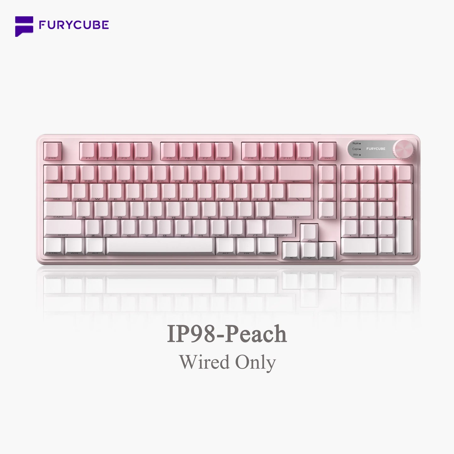 【NEW】FURYCUBE IP98 Foudation Office Keyboard, 98 Keys with Knob Wired/Wireless Cute Classic Keyboard with Number Pad, Custom Mechanical Feel Keyboard, RGB Backlit Work/Office/Gaming Silent Keyboard, Quiet Typing, Mothersdaygift Tiktokshopspringglowup