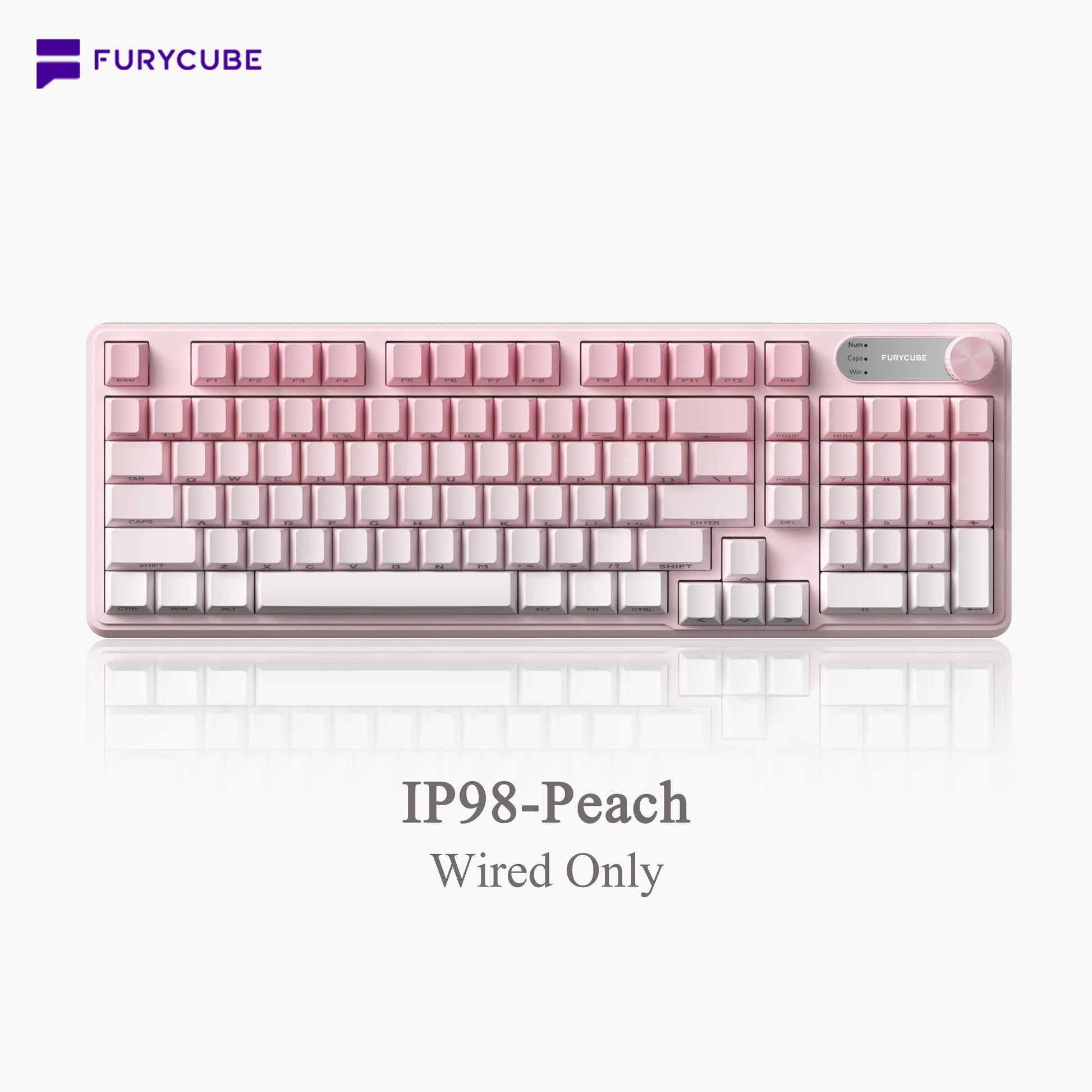 【NEW】FURYCUBE IP98 Foudation Office Keyboard, 98 Keys with Knob Wired/Wireless Cute Classic Keyboard with Number Pad, Custom Mechanical Feel Keyboard, RGB Backlit Work/Office/Gaming Silent Keyboard, Quiet Typing, Mothersdaygift Tiktokshopspringglowup