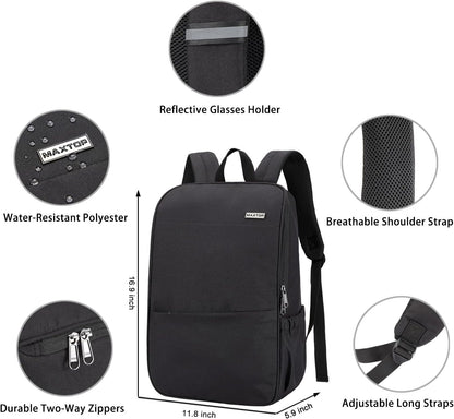 Professional Anti-Theft Deep Storage Laptop Backpack - Water Resistant College Bookbag for 15 Inch Laptops in Black