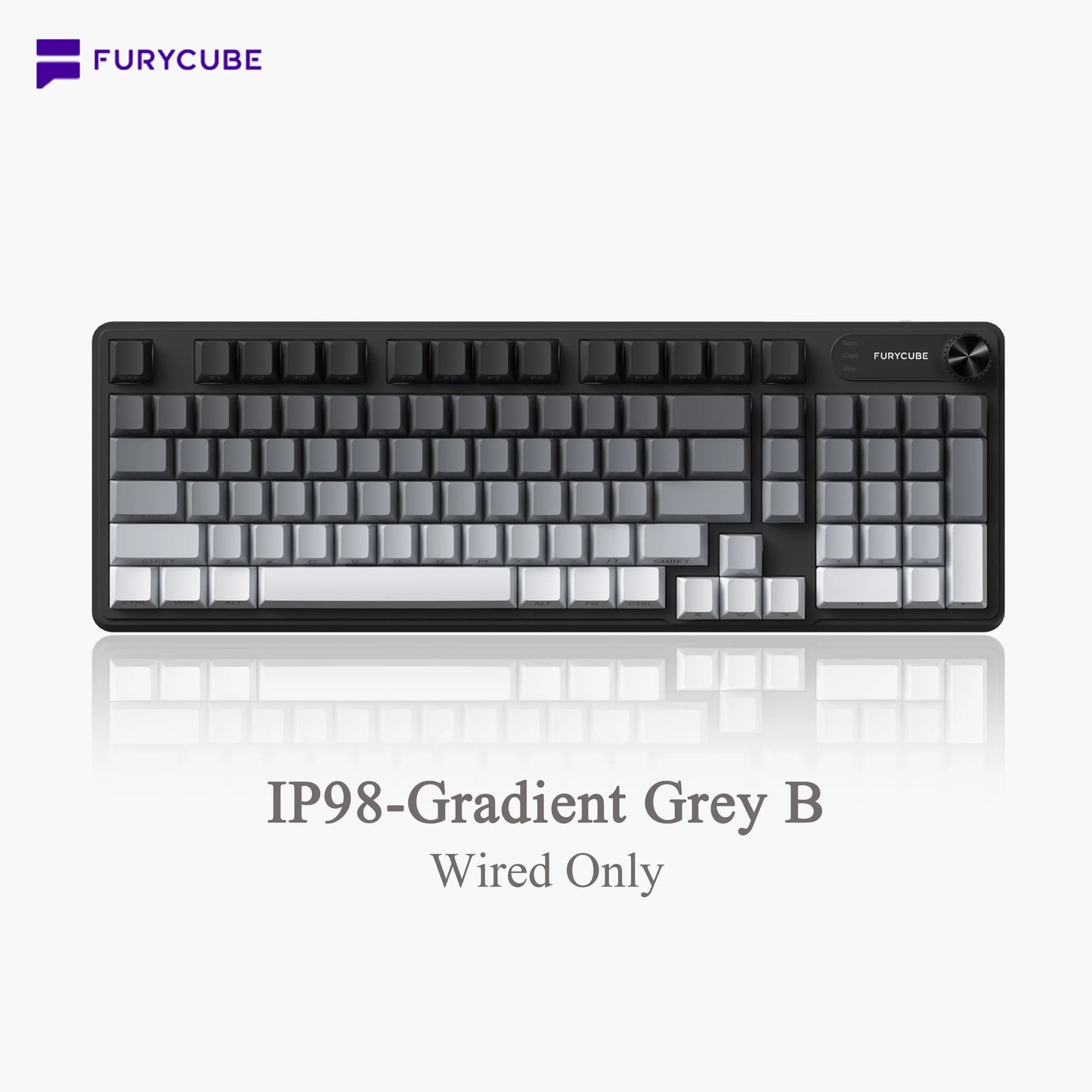 【NEW】FURYCUBE IP98 Foudation Office Keyboard, 98 Keys with Knob Wired/Wireless Cute Classic Keyboard with Number Pad, Custom Mechanical Feel Keyboard, RGB Backlit Work/Office/Gaming Silent Keyboard, Quiet Typing, Mothersdaygift Tiktokshopspringglowup