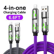 [Buy 1 Get 1 Free]-6.6Ft 4-In-1 USB-C Cable, PD Fast Charging, Data Sync, EXAVON USB-A, Type-C, Lightning, Aluminum, Compatible