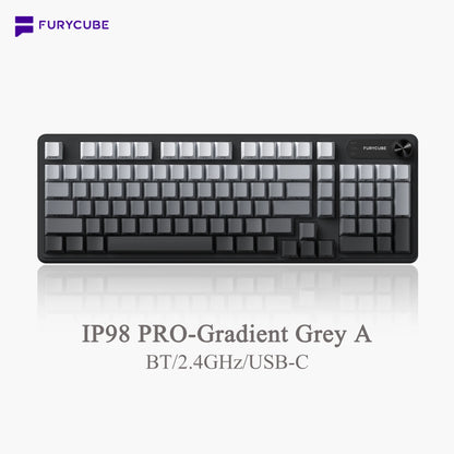【NEW】FURYCUBE IP98 Foudation Office Keyboard, 98 Keys with Knob Wired/Wireless Cute Classic Keyboard with Number Pad, Custom Mechanical Feel Keyboard, RGB Backlit Work/Office/Gaming Silent Keyboard, Quiet Typing, Mothersdaygift Tiktokshopspringglowup